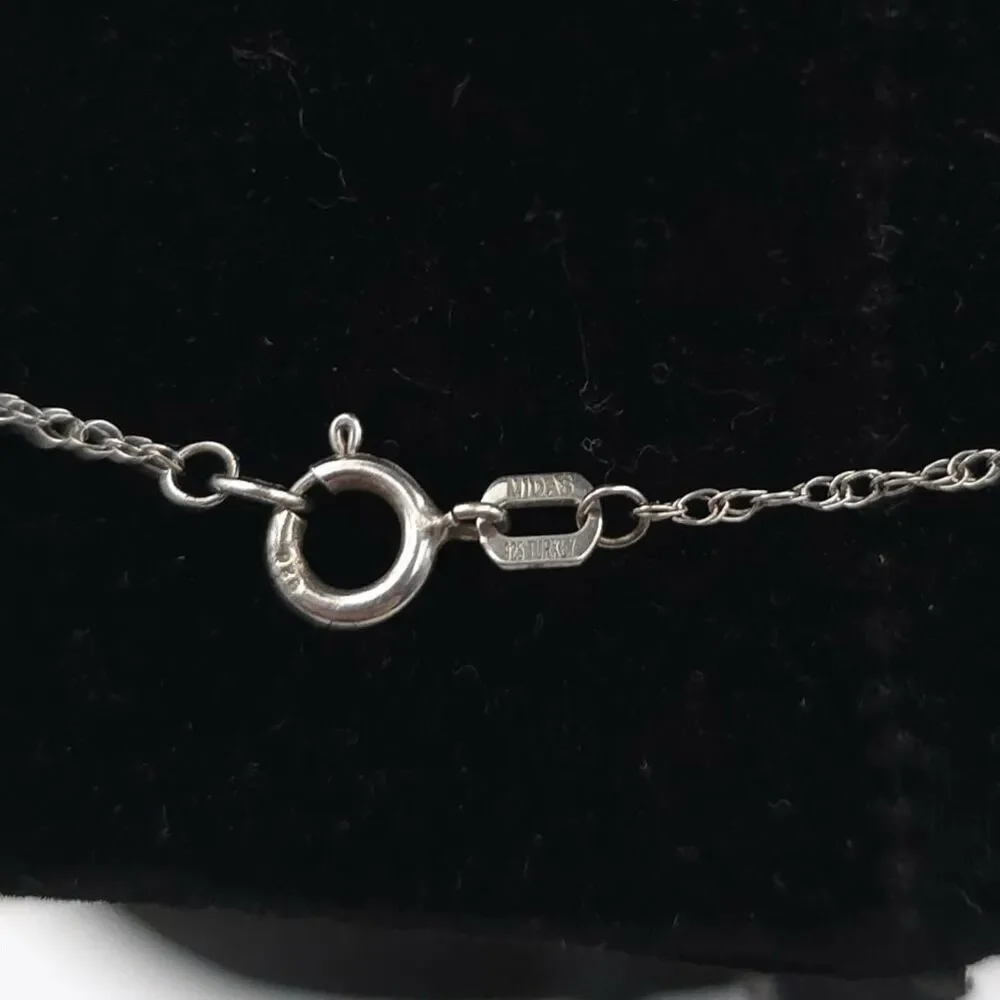MIDAS 925 Cable Chain Necklace Genuine‎ Diamond Charm Pendant